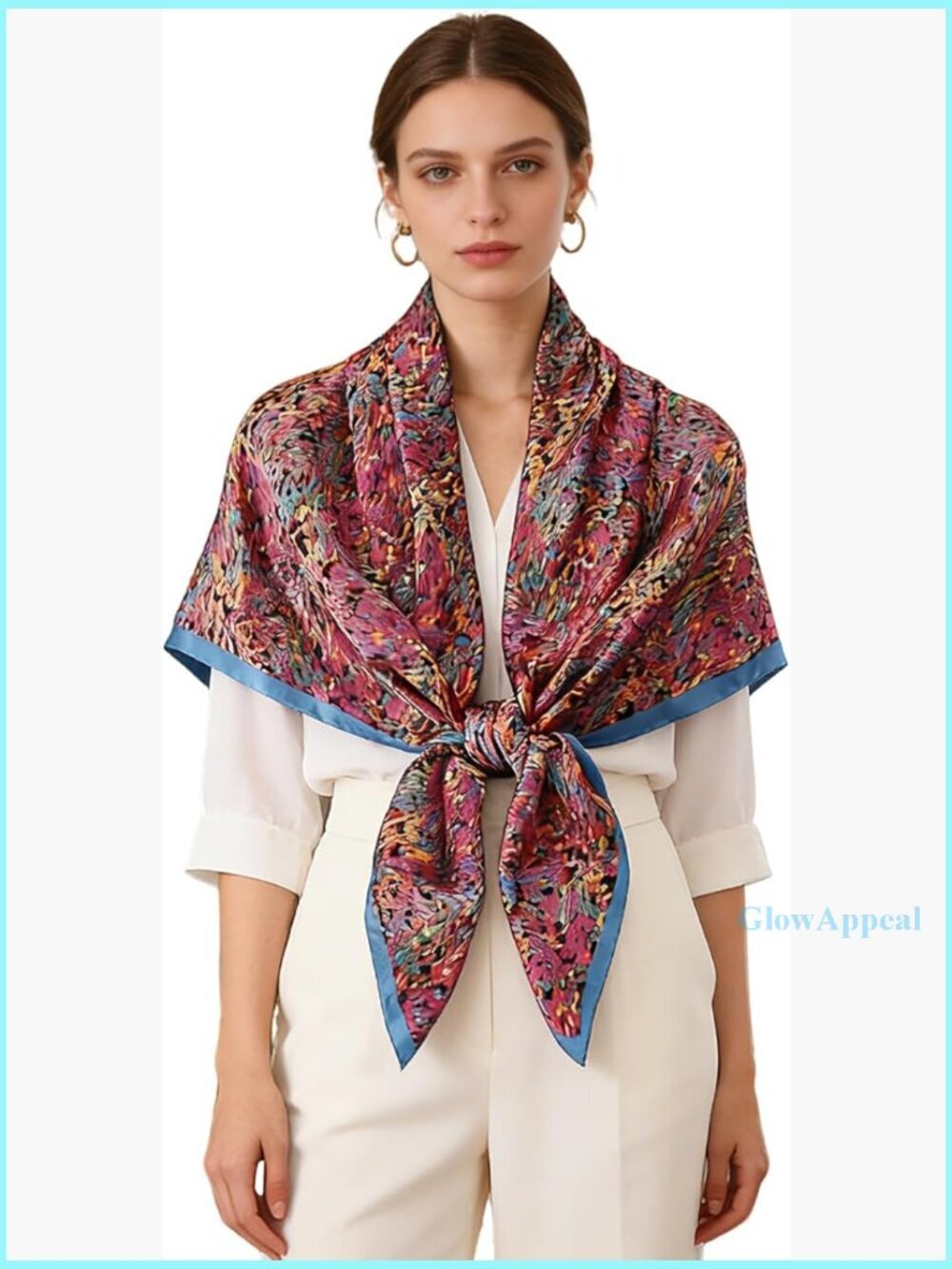 43" Large Square Scarf Polyester Satin Silk Multipurpose Head Scarf
